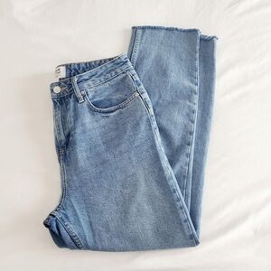 Miss Selfridge High Waist Slim Leg Jeans in Mid Wash Blue